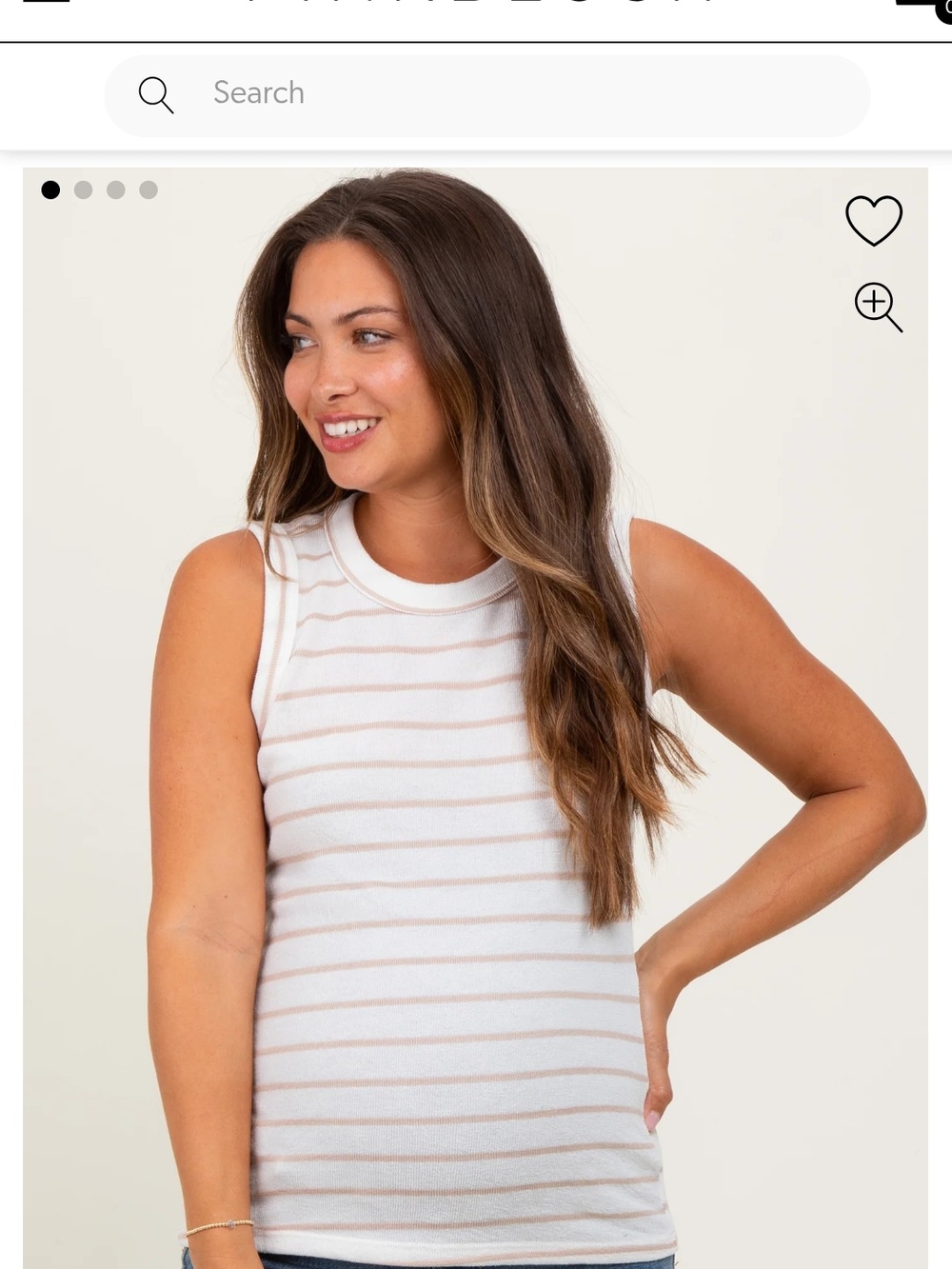 Chico's White Tank Top with Taupe Stripes maternity